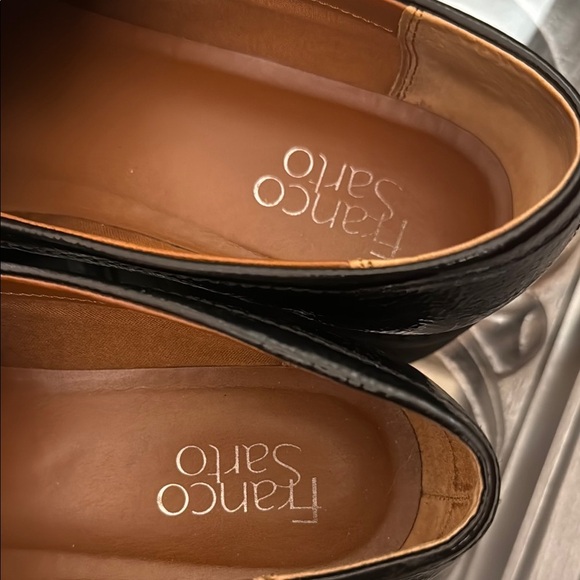 Franco Sarto Cason Womens 9.5 M Black Patent Loafers Sleek Slip-On Work Shoes - Picture 4 of 10